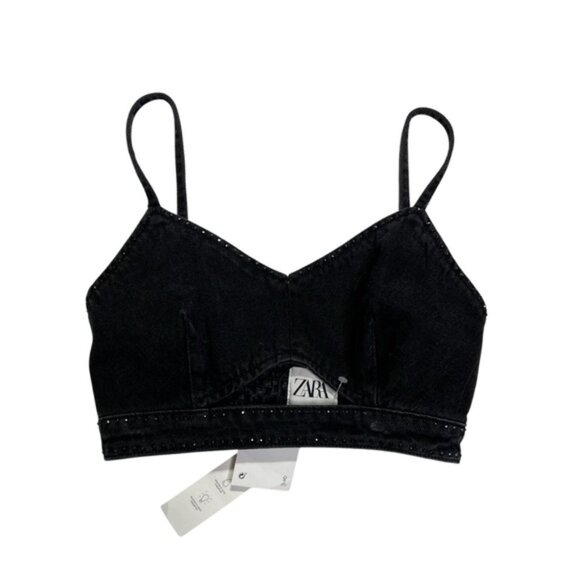 Zara Tops - New Zara S Charcoal Denim Bralette